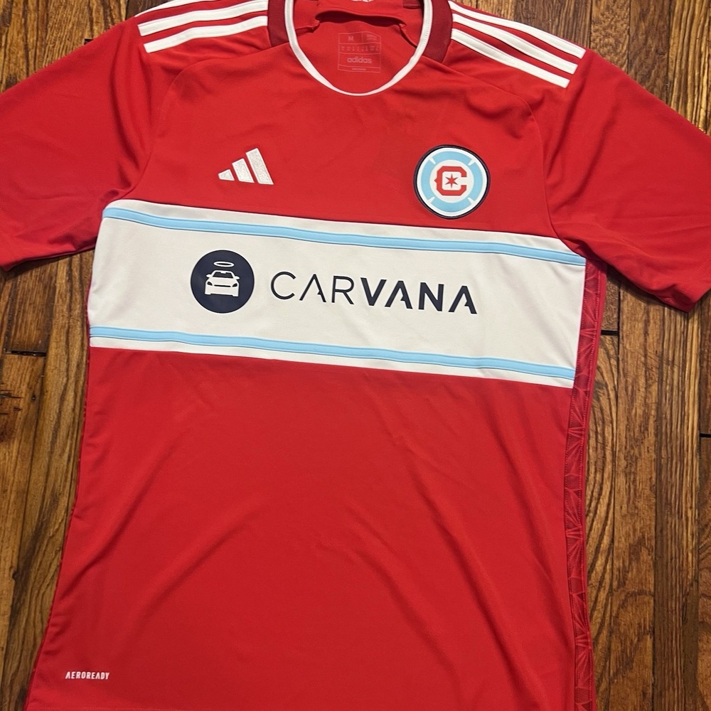 Adidas Chicago Fire FC MLS Home Jersey Men's Medium NWT $100 Carvana Slim Fit - Picture 2 of 10